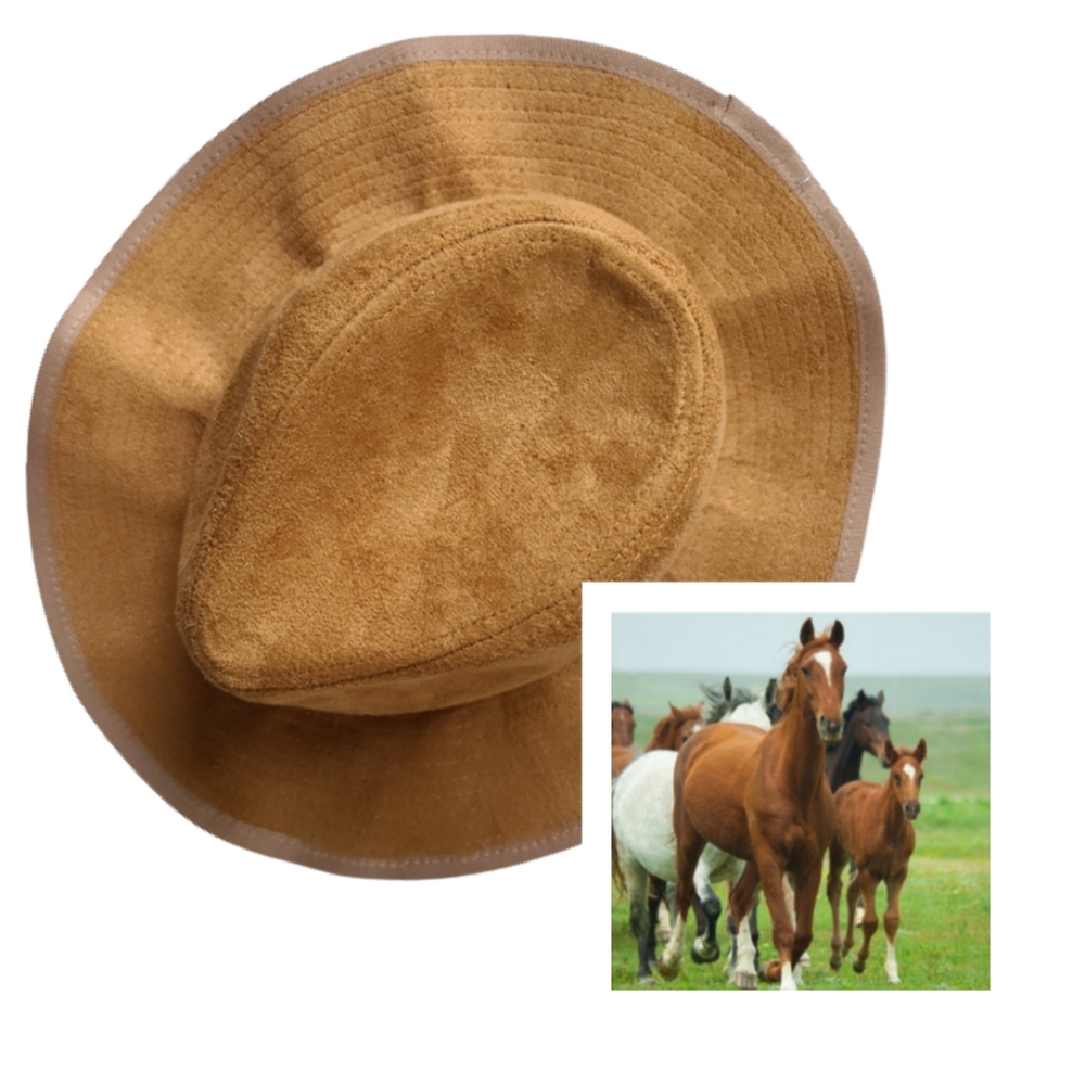 🔴SOLD🔴Western Style Brown Cowgirl Hat Vegan Suede Lined Interior NWT